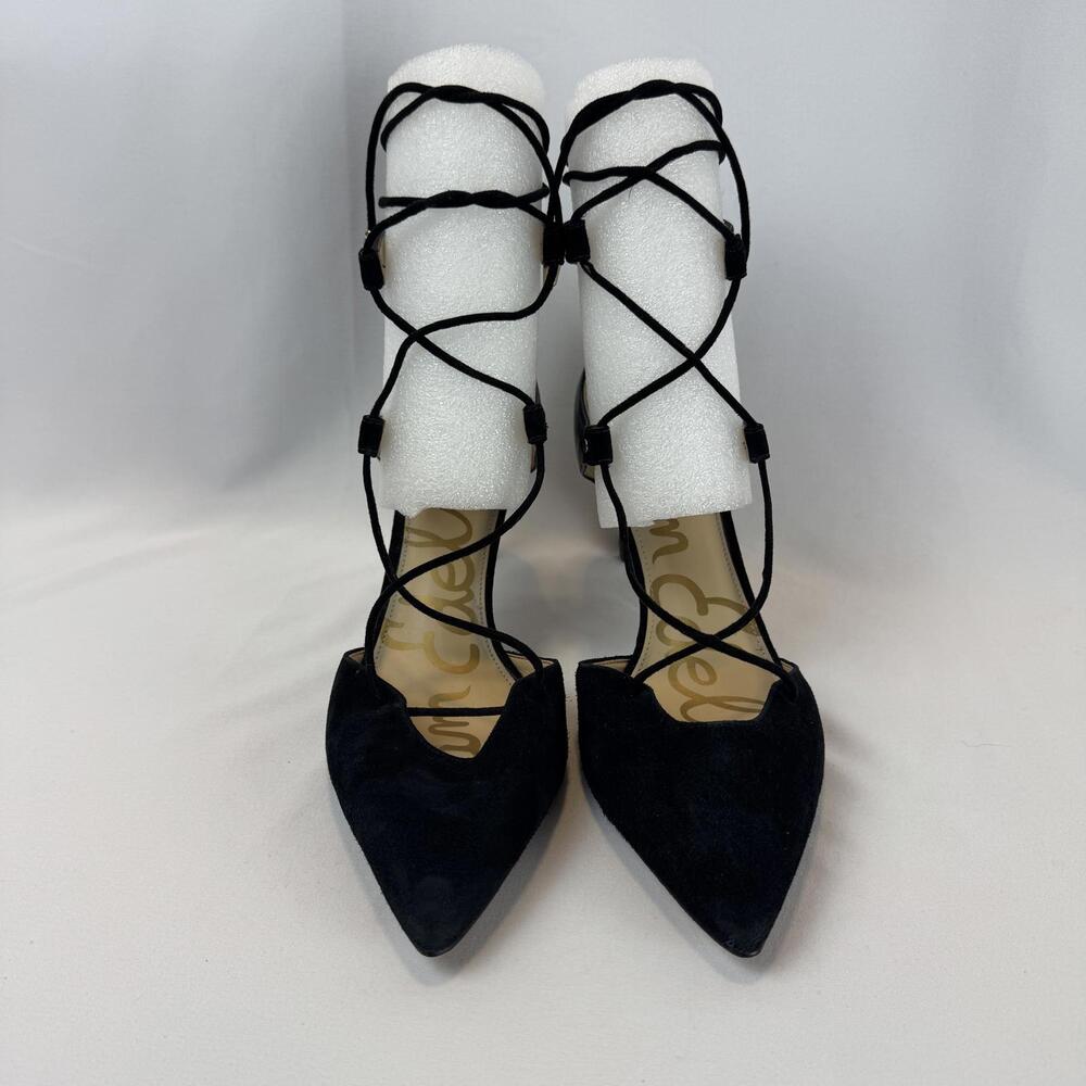 Sam Edelman Black Lace-Up Pointed Toe Heels - Size 9 - Picture 6 of 6